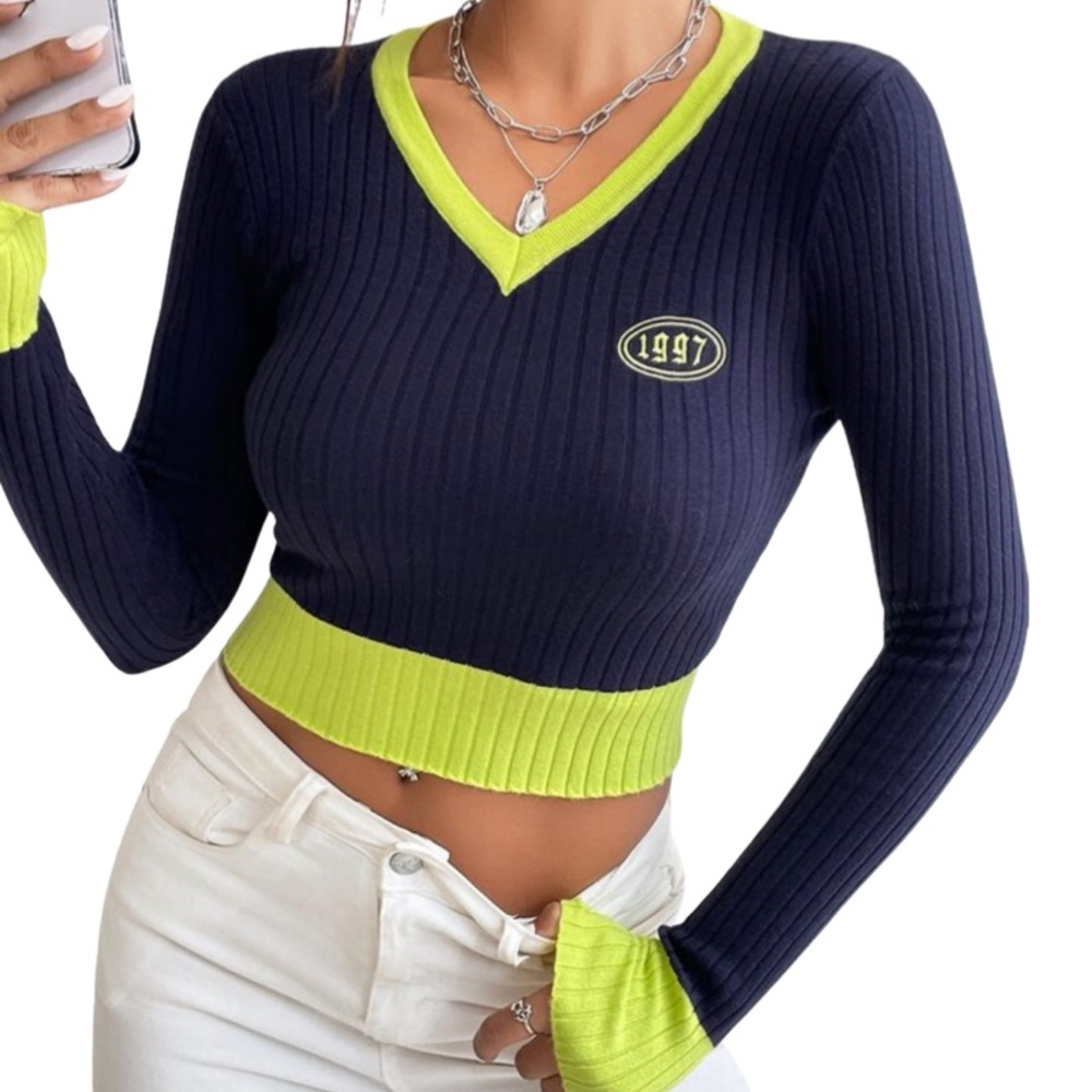 V Neck Crop Top Sweater